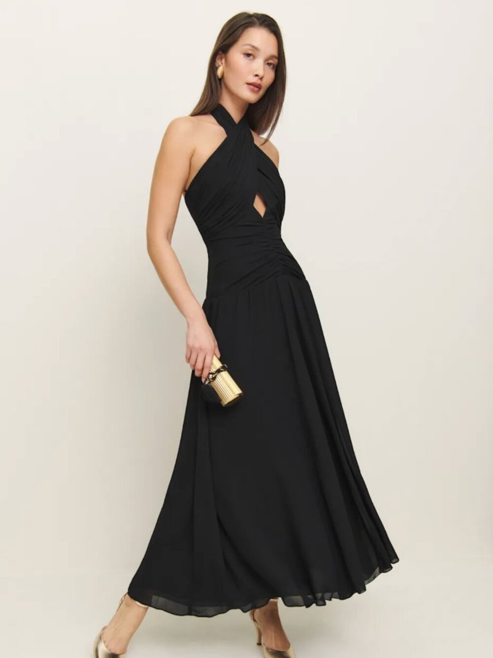 Reformation Cari Dress Black - Size 4